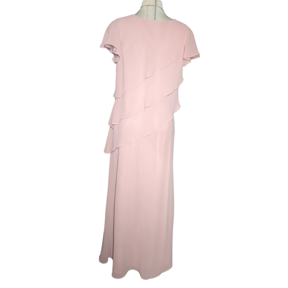 TRADITION  Pink Embellished Trimmed Ruffles  Formal Maxi Dress Size 12 - Picture 11 of 15